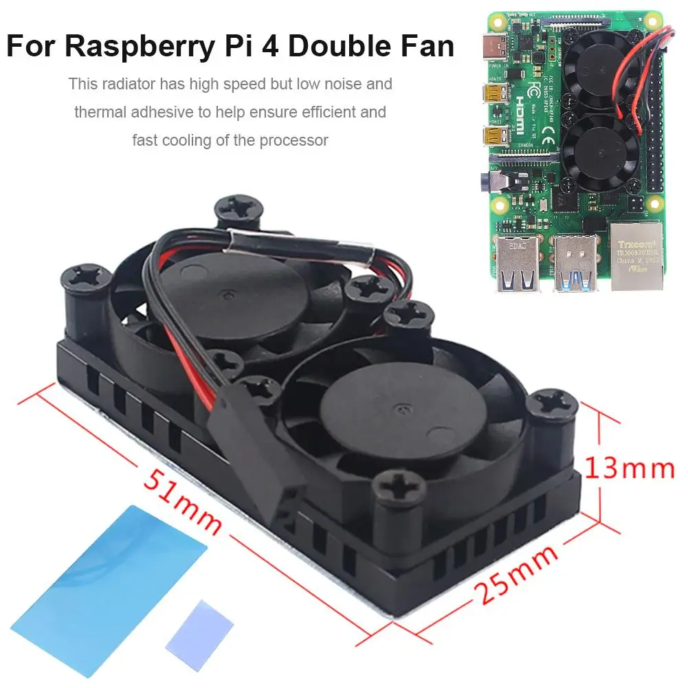 5V Dual de Răcire Ventilator Pentru Raspberry Pi 3 B+ 4-a Generație Radiator Cu Adeziv Termic Cu 2 Chiuvete de Căldură
