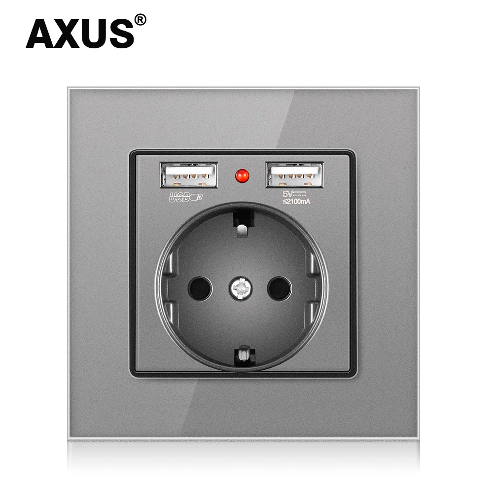 AXUS Perete Mufa USB de Putere, Standard UE Multe stil Nou Panou, Dormitor soclu,AC 110V-250V 16A Perete Încorporat, usb Dublu de Evacuare