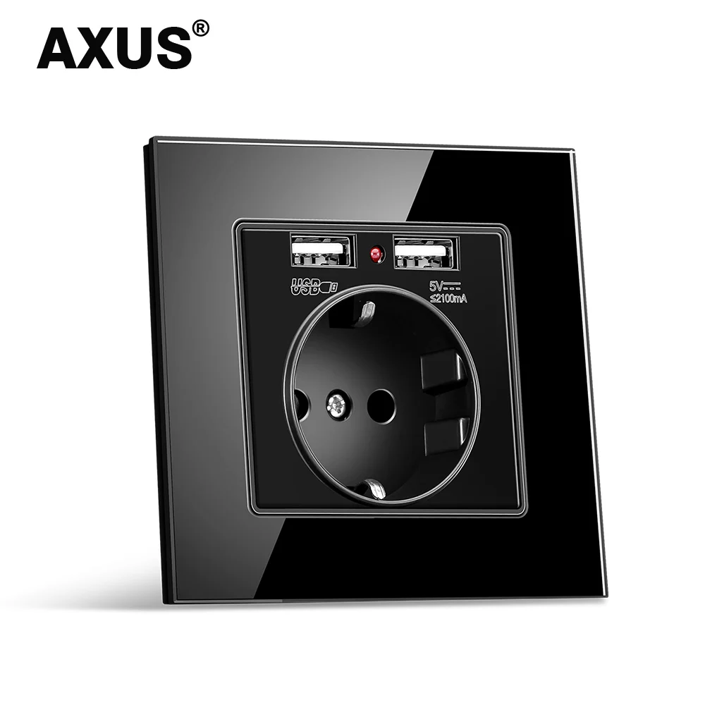 AXUS Perete Mufa USB de Putere, Standard UE Multe stil Nou Panou, Dormitor soclu,AC 110V-250V 16A Perete Încorporat, usb Dublu de Evacuare