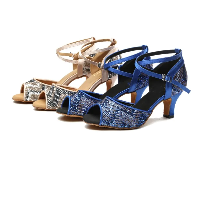 Sclipici Zebra Pantofi de Moda Moderne latină Pantofi pentru Femeie Pantofi de Dans de Aur Albastru de Toamnă și de Iarnă Zapatilla Mujer JuseDanc