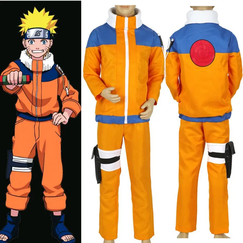 Anime Naruto Shippuden Costume Uzumaki Naruto uniformă NARUTO Copii copil Băiat Etapă petrecere îmbrăcăminte de Cosplay, Costume de Halloween