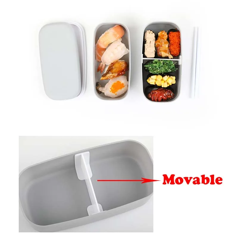 ONEUP Microunde 2Layer masa de Prânz Cutie Cu Compartimente Etanșe Cutie Bento Izolate Container pentru Alimente Cu Betisoarele