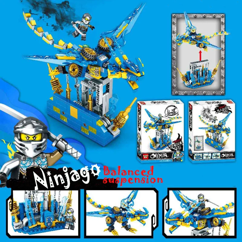 Albastru Ninja Dragon Blocuri Echilibrate Suspensie Cărămizi Ideie Constructor Model Kit Creator De Jucarii Pentru Copii, Cadouri De Craciun