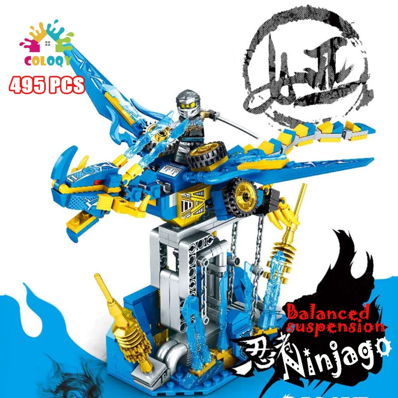 Albastru Ninja Dragon Blocuri Echilibrate Suspensie Cărămizi Ideie Constructor Model Kit Creator De Jucarii Pentru Copii, Cadouri De Craciun
