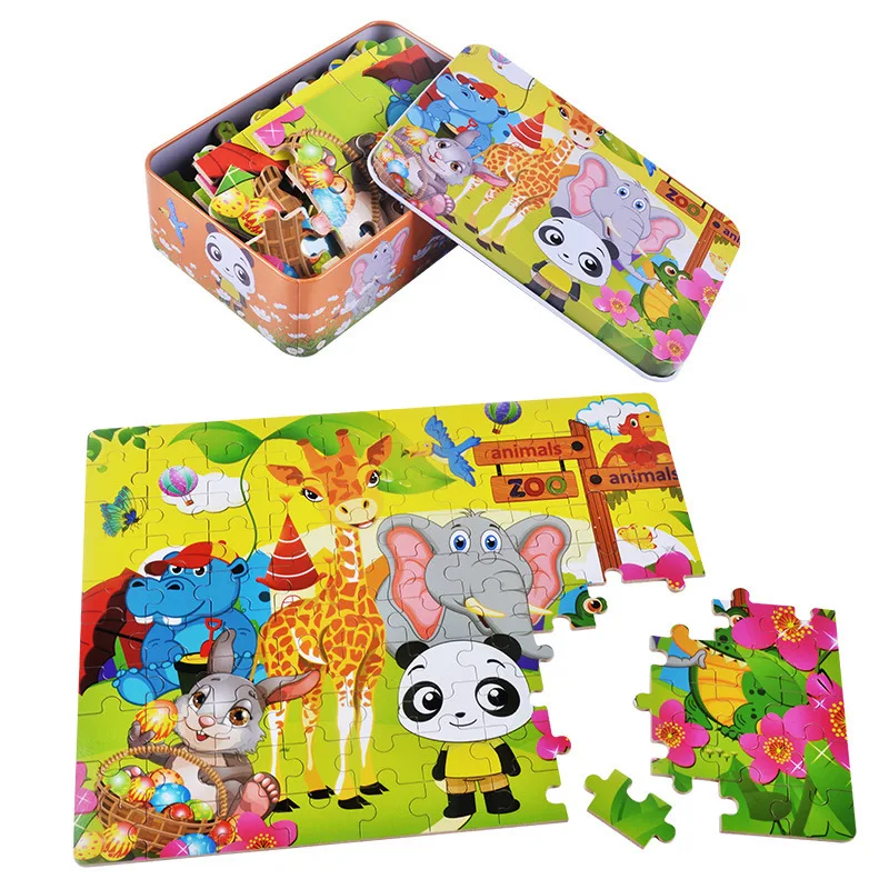 100 piese puzzle din lemn animale de desene animate puzzle-uri din lemn Puzzle copil precoce jucarii educative