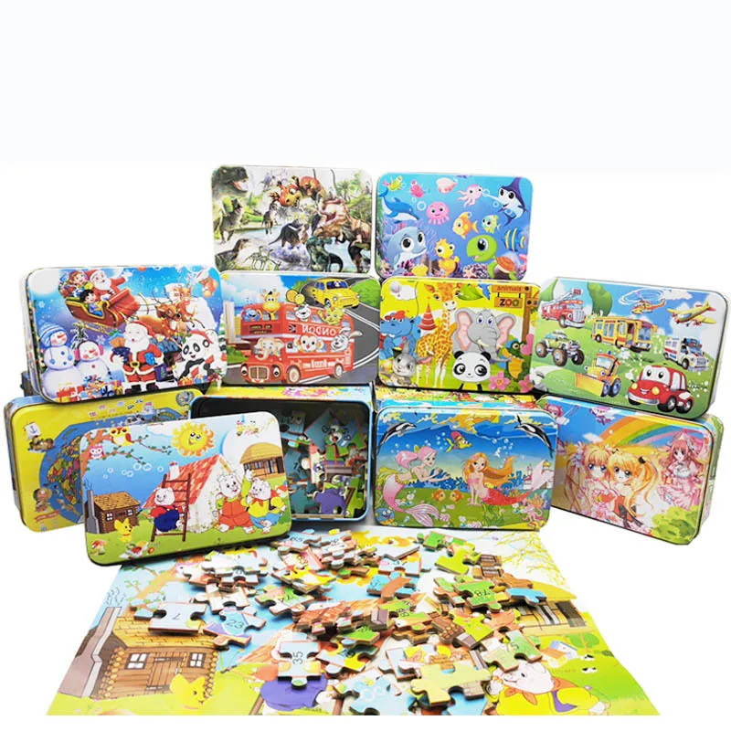 100 piese puzzle din lemn animale de desene animate puzzle-uri din lemn Puzzle copil precoce jucarii educative