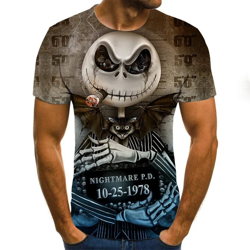 Haine barbati 2020 Mens Noi Vara Craniu de Imprimare Barbati cu Maneci Scurte T-shirt de imprimare 3D Tricou Casual Respirabil amuzant tricouri