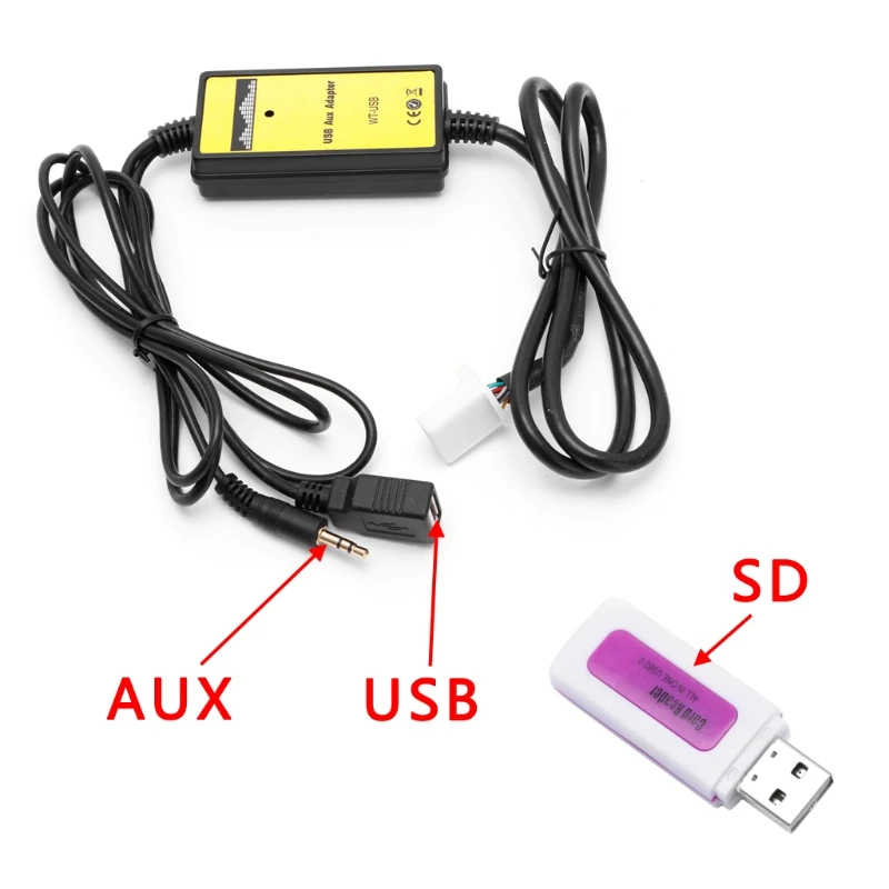 Adaptor auto Changer MP3 Interfață AUX SD, Cablu de Date USB 2x6Pin pentru toyota Camry, Corolla Matrix E7CA
