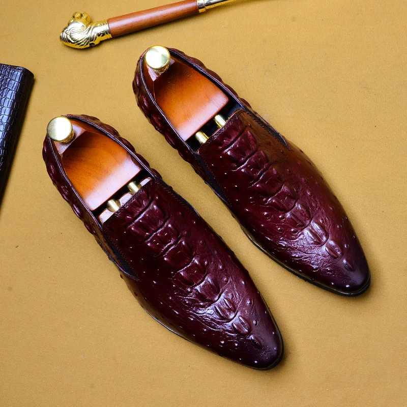 QYFCIOUFU 2019 Handmade Italia Moda pantofi din piele de crocodil Petrecere de Nunta pantofi oxford pentru barbati din Piele pentru Bărbați Derby Pantofi Rochie