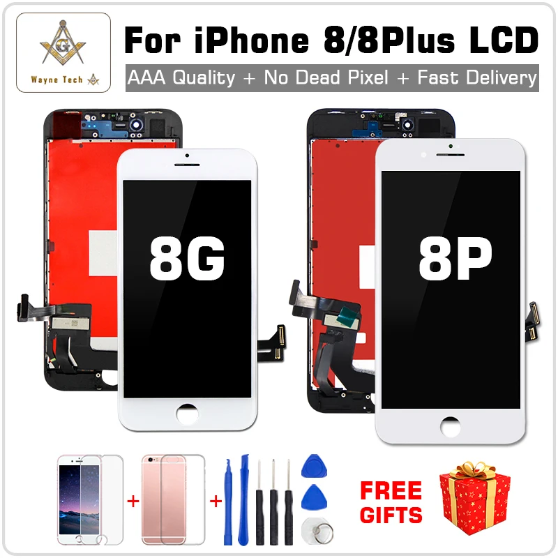 AAA Calitate Excelenta LCD Nici un Pixel Mort Pentru iPhone 8 8G 8 Plus Ecran Tactil Digitizer Asamblare Bun 3D Transport Gratuit