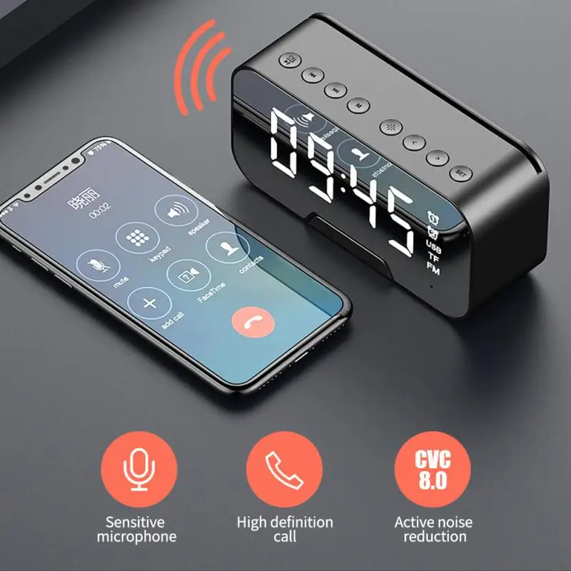 Multifuncțional Oglindă Ceas Deșteptător Difuzor Bluetooth Cu Radio FM cu LED-uri Oglindă Amânare Subwoofer Wireless Music Player Ceas de Masa