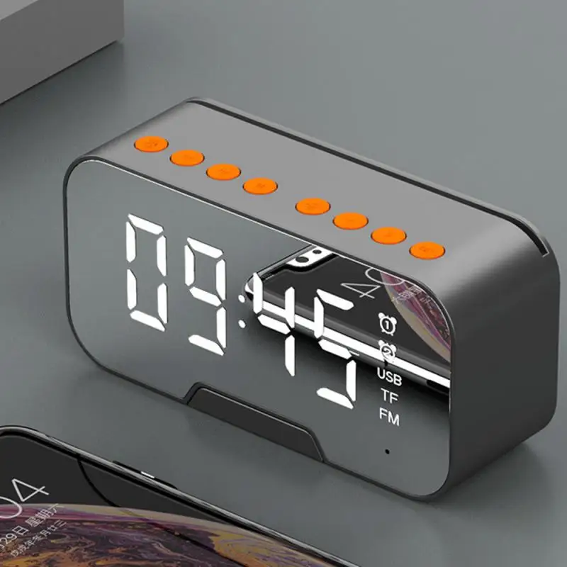 Multifuncțional Oglindă Ceas Deșteptător Difuzor Bluetooth Cu Radio FM cu LED-uri Oglindă Amânare Subwoofer Wireless Music Player Ceas de Masa