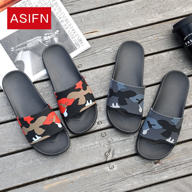 ASIFN Bărbați Papuci Flip-Flops Camo Casual Diapozitive Pantofi Non-Alunecare de Plajă, Sandale de Vară de sex Masculin 4 Culori Zapatos Hombre