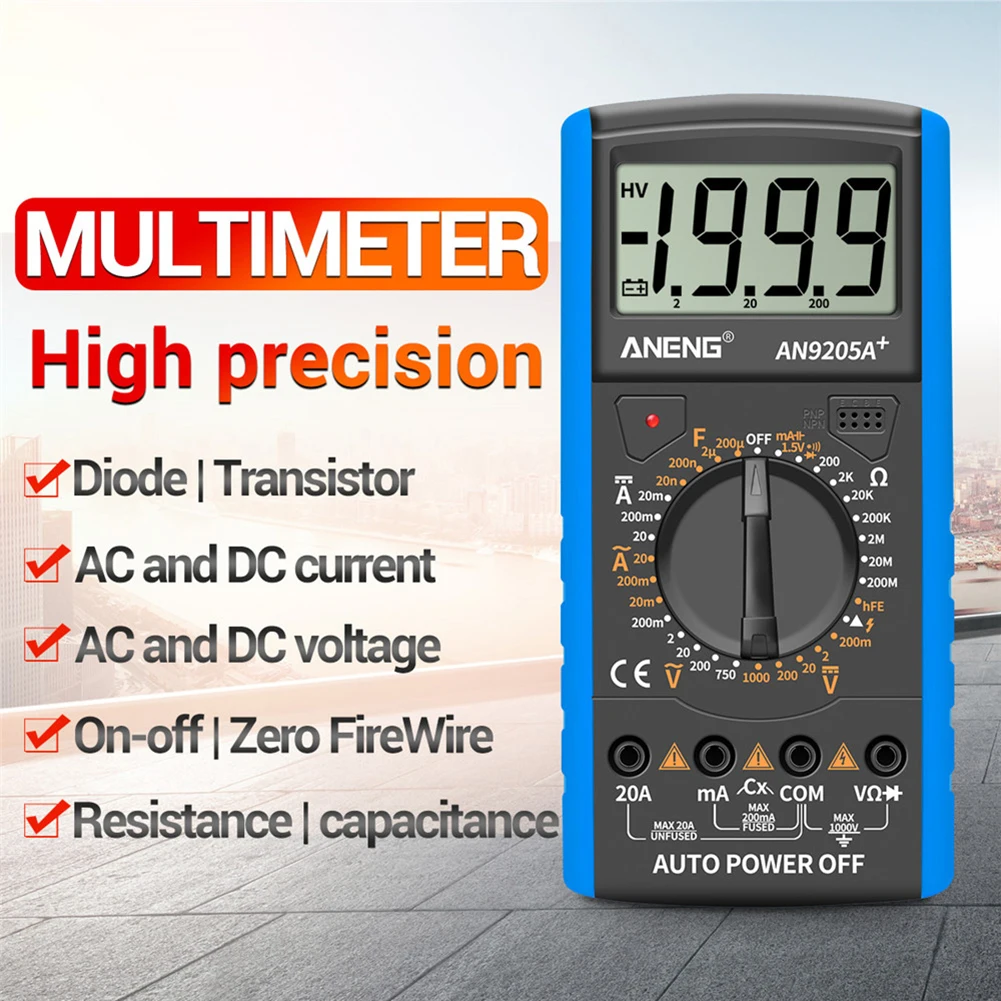AN9205A AC DC afisaj LCD Profesionale Electrice Portabile Tester Metru Multimetru Digital Multimetro Ampermetru Multitester