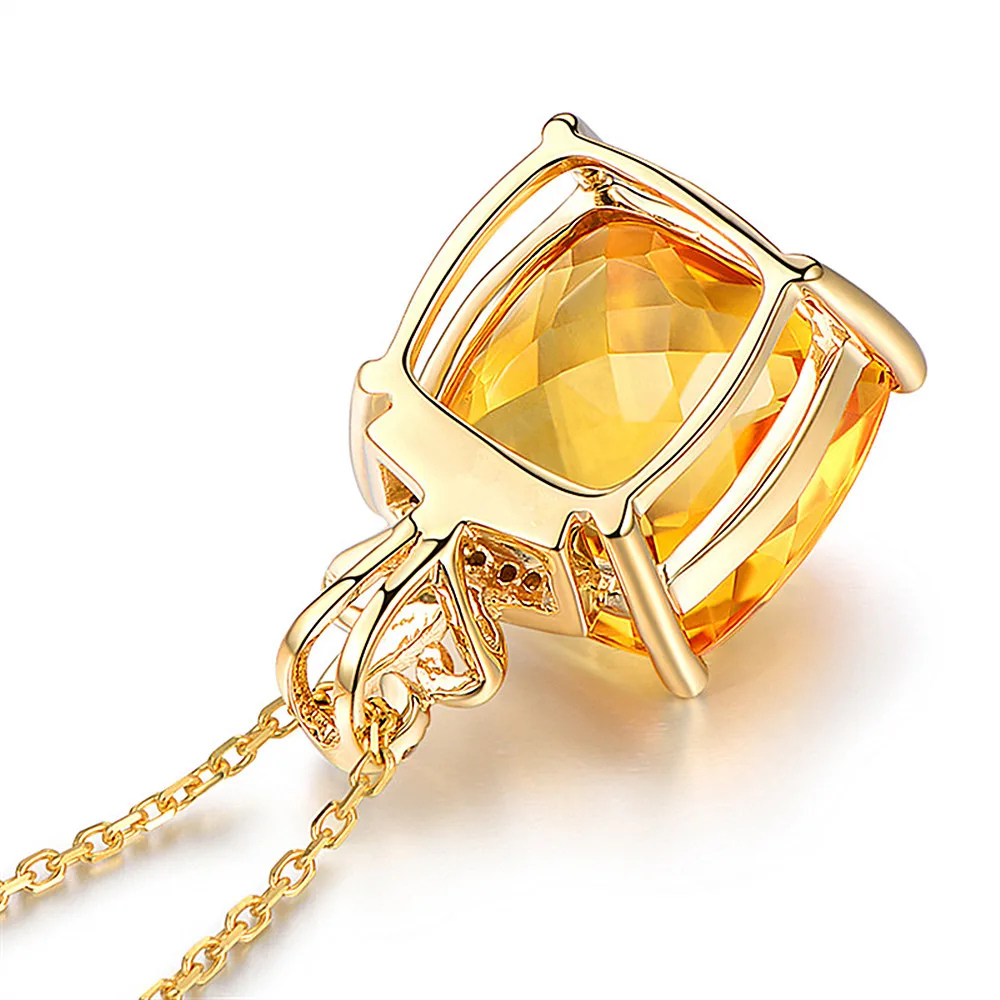 Pătrat galben de cristal de citrin pietre pretioase diamante pandantiv coliere pentru femei de culoare de aur cravată bijuterii bijoux cadouri de moda noua