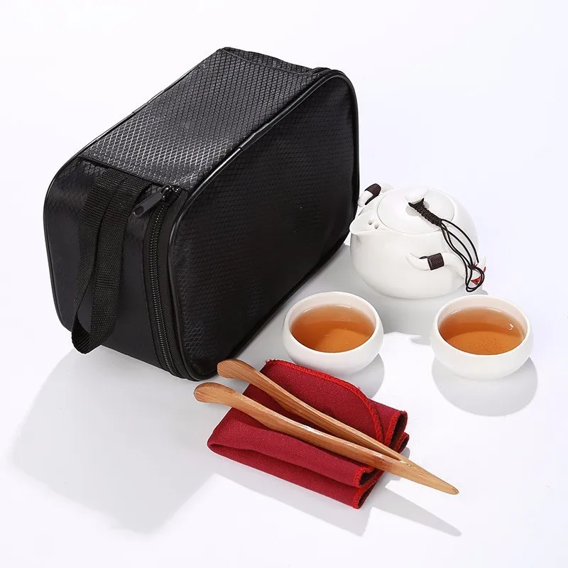 Kung Fu Teaset Ceramic Portabil Ceainic Set de Călătorie în aer liber Gaiwan Cesti de Ceai de Ceremonie de Ceai Ceașcă de ceai cu Tote Sac Cadou frumos