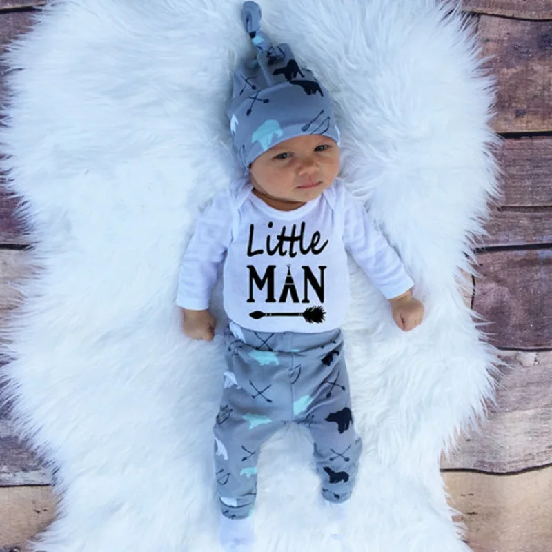 2020 Toamna new baby boy set de bumbac cu mâneci lungi Vladan + pantaloni + hat 3 buc. copil nou-născut băiat haine set SY161