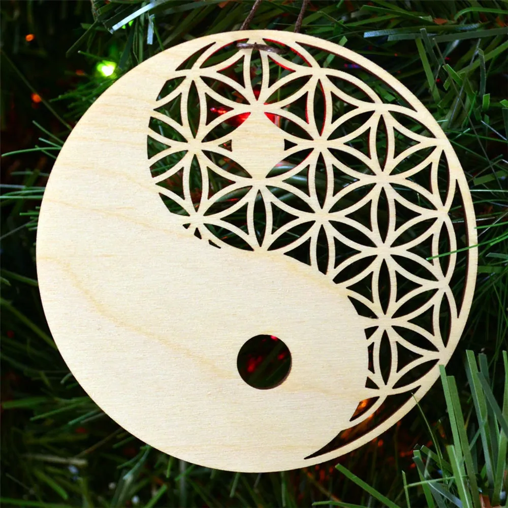 Floarea Vieții Pomul Vieții Ornamente de Crăciun cu Laser Tăiat Lemn Geometria Sacra Simbol de Crăciun de Decorare Festiva si Petrecere de Agățat