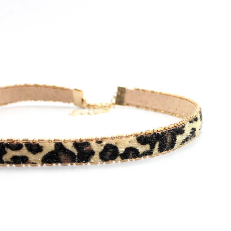 Leopard De Imprimare Model Cravată Colier Cu Lanț De Aur Scurte-Guler Colier Geometric Accesorii Bijuterii