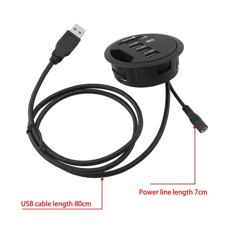 Negru UE Plug 2.5 Inch Etanșare Gaură Într-Birou de Montare 3 Porturi USB 3.0 Hub Adaptor Pentru Laptop PC Tablete Accesorii