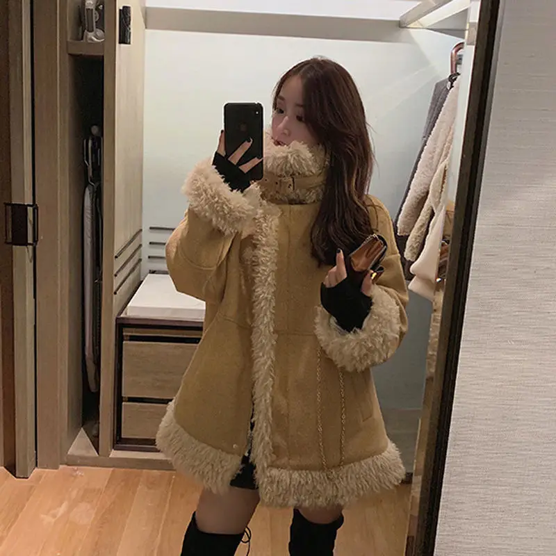 Elegant Faux Blana Femei Toamna Iarna Cald Gros de Lână Moale Buzunar cu Fermoar Exterioare Palton Teddy Bear haina Q80