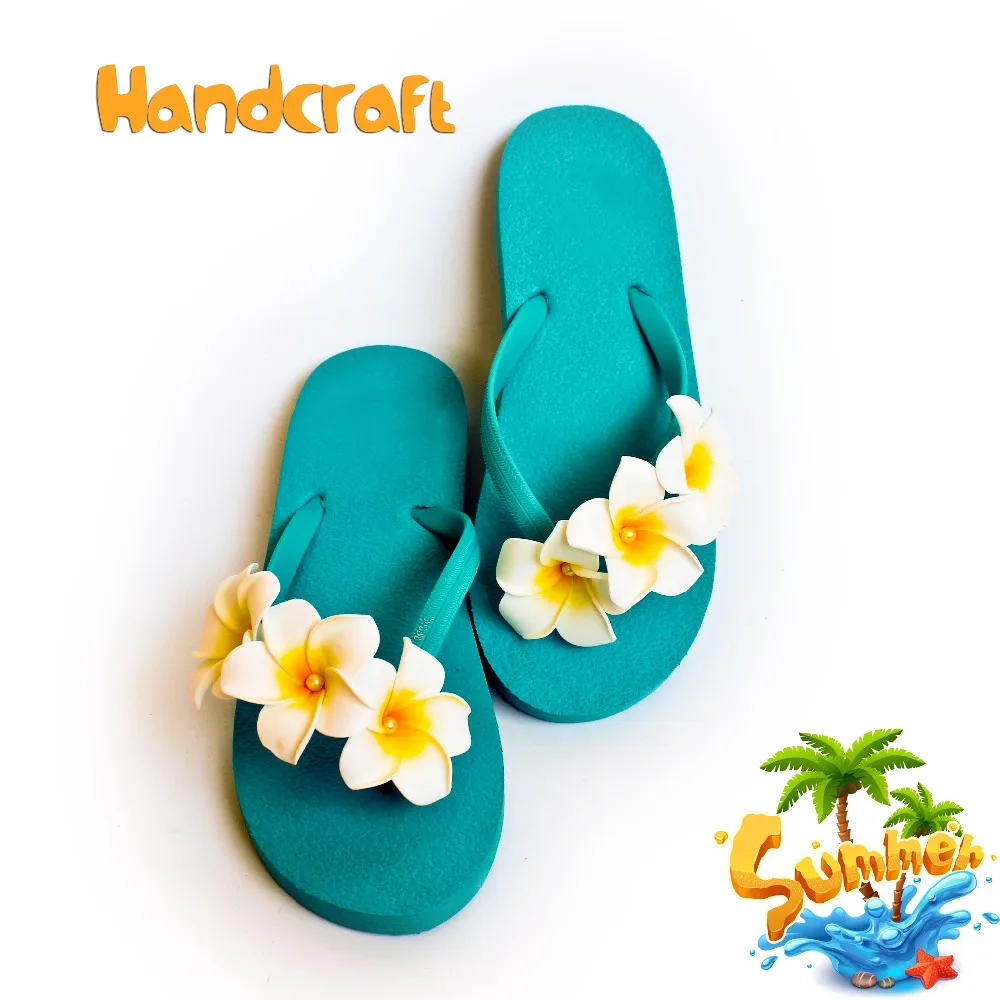 2019 Hot de Moda DIY Vara dulce Flip Flops cu flori aplici Sandale Plate pentru casual si haine plajă Papuci