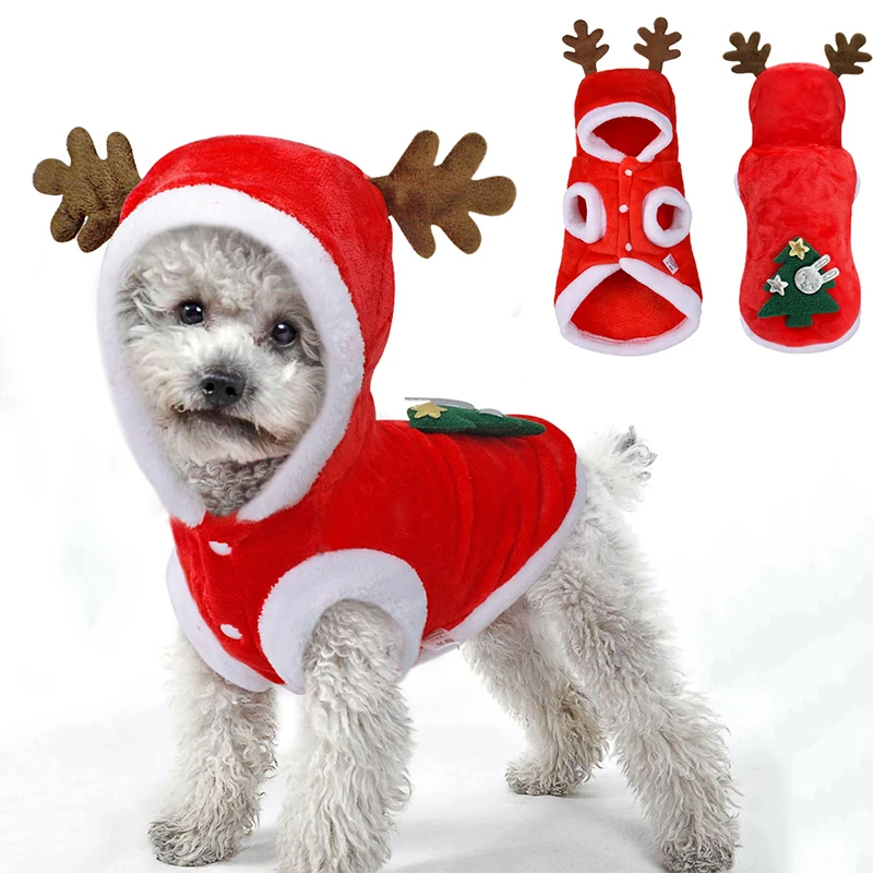 Crăciun câine Câine Haine Caini Mici Costumul de Mos craciun pentru Pug Chihuahua, Yorkshire, Pisica de Companie de Îmbrăcăminte Haina Jacheta Costum Animale de companie