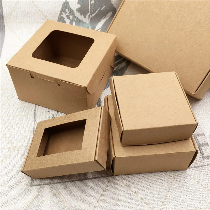 10buc/lot Kraft Cutie Fereastră Kraft carton ambalare cutie cadou săpun manual bomboane Pentru Decoratiuni de Nunta de Hârtie Cutie de Cadou