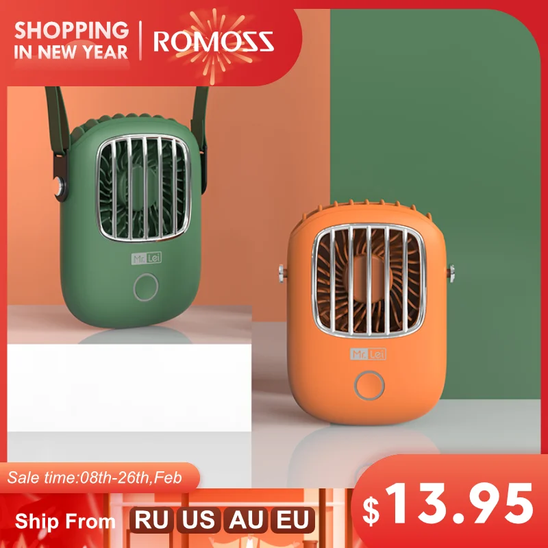 ROMOSS Hands-Free Agățat USB Fan Reîncărcabilă Desktop Mini Răcire cu Aer Fan 1800mAh Vara Electrice Portabile Cooler Ventilator de Răcire