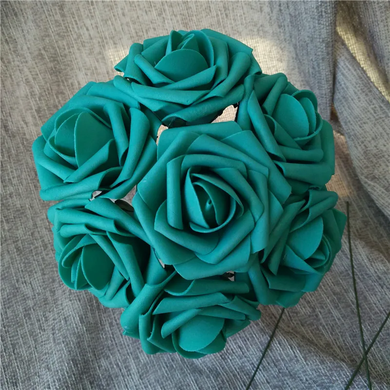 Teal Flori Artificiale 100BUC Turcoaz Verde Trandafiri Pentru Decor Nunta Aranjamente Florale Aranjament