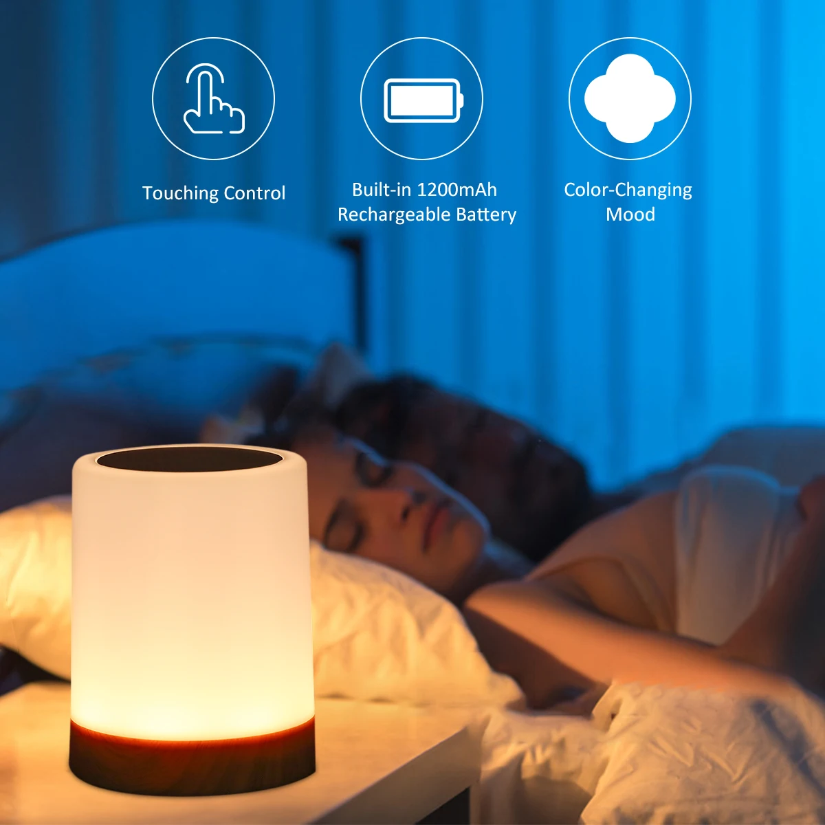 USB Reîncărcabilă Atinge Control Noptieră Lumina Estompat Lampă de Masă Alb Cald & RGB Lumina de Noapte pentru Camera de zi, Dormitoare, Birouri