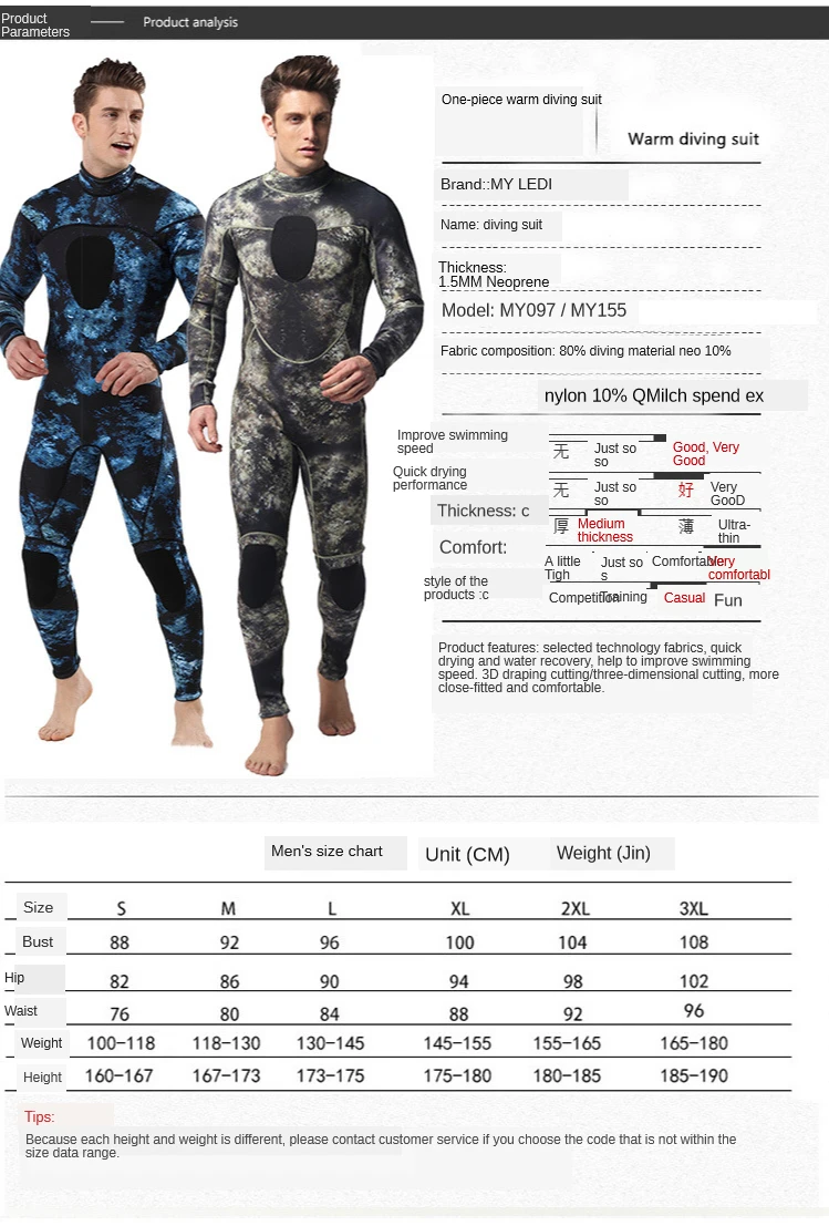 Mens de 1,5 MM wetsuit-O singură bucată de Freediving Spearfishing Camuflaj Costum de Scufundări Surf Costum Rece Dovada Om Cald de camuflaj costume de baie