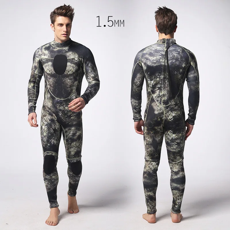 Mens de 1,5 MM wetsuit-O singură bucată de Freediving Spearfishing Camuflaj Costum de Scufundări Surf Costum Rece Dovada Om Cald de camuflaj costume de baie