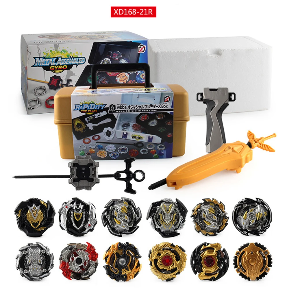 Toupie Beyblades Izbucni Set 12buc Gyros cu Transporta Cutie și Lansator de Aur Giroscop Compact Kit de Jucarii pentru Copii