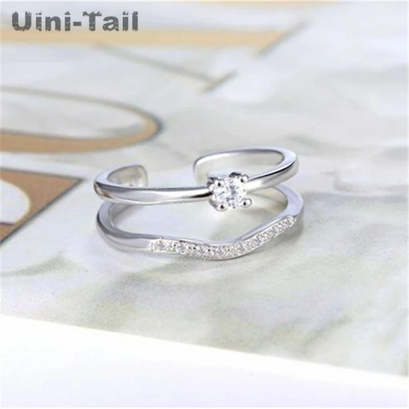 Uini-Coada hot nou argint 925 cruce dublă deschidere inel reglabil de sex feminin coreeană de moda sălbatice coada inel de înaltă calitate