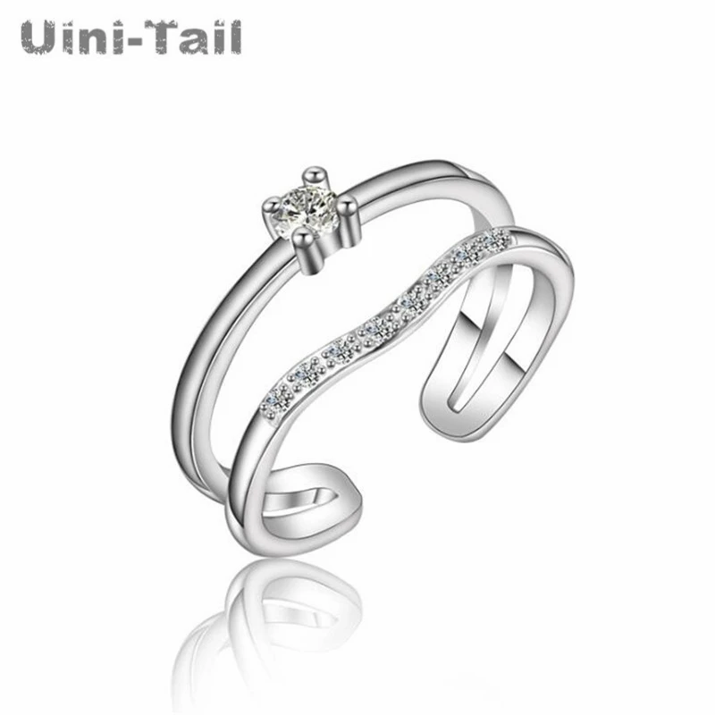 Uini-Coada hot nou argint 925 cruce dublă deschidere inel reglabil de sex feminin coreeană de moda sălbatice coada inel de înaltă calitate