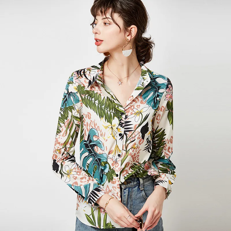 Aachoae Vintage Print Floral Pentru Femei Cămăși Pentru 2020 Liber Casual Bluza Cu Maneca Lunga Rândul Său, În Jos Guler De Cămașă Birou Topuri Camisas Mujer