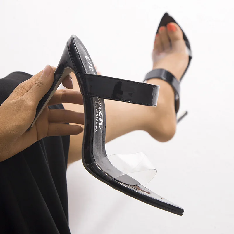 Femei Sexy Model Sarpe PVC Transparent trupa Sandale Exterior tocuri Subtiri de Mare Papuci de Vara Slide-uri de Moda pantofi de partid 362