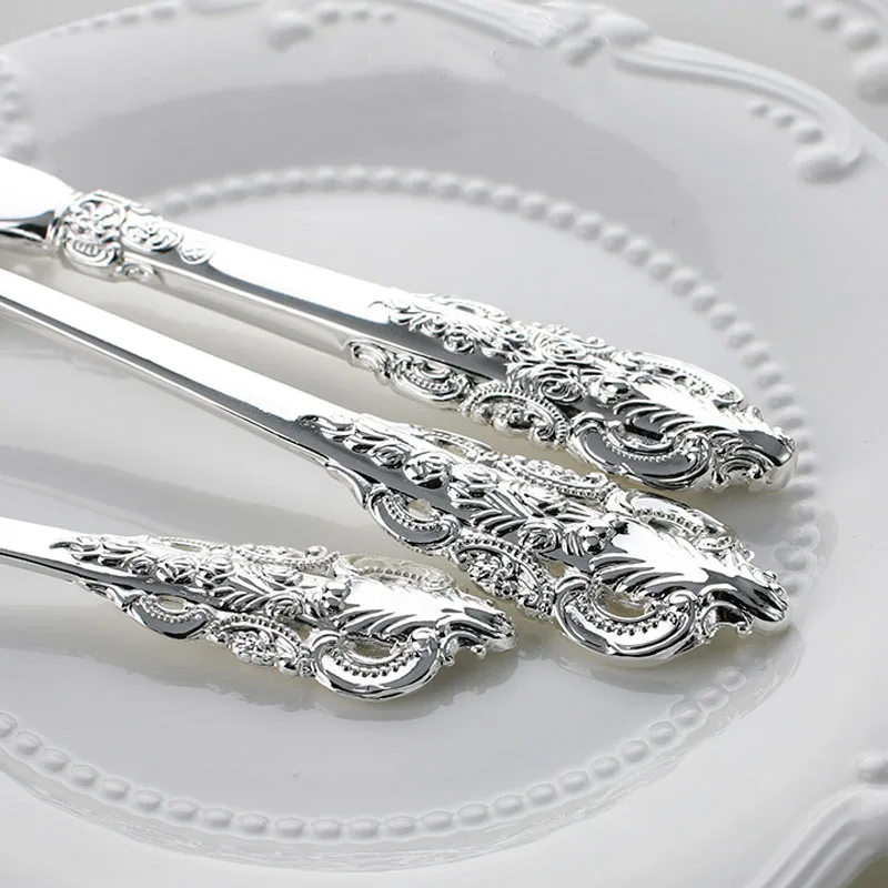 4buc de Nunta de Lux Argintărie set Argint Placat cu Cină Cină Cuțit, Furculiță, Lingură, Linguriță Retro Tacâmuri de Bucătărie Veselă de masă