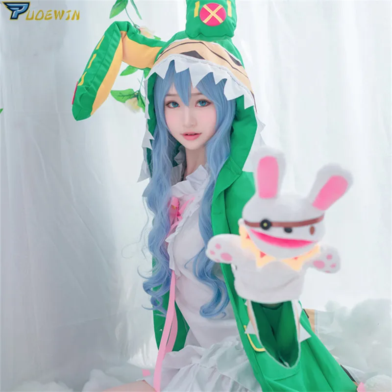 Data Live Yoshino Costume Cosplay W Verde cu Glugă Femei Fete Haina Costume de Halloween cu Șosete
