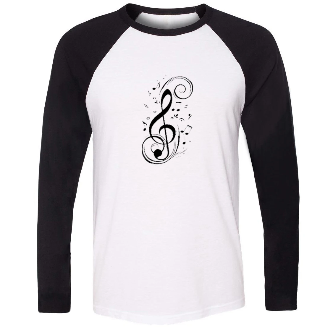IDzn Unisex Arta Retro Music Notation Clef Înalte de Imprimare T-shirt Raglan Maneca Lunga Tricou Barbati Moda de Fitness Tee Topuri Pentru Băiat