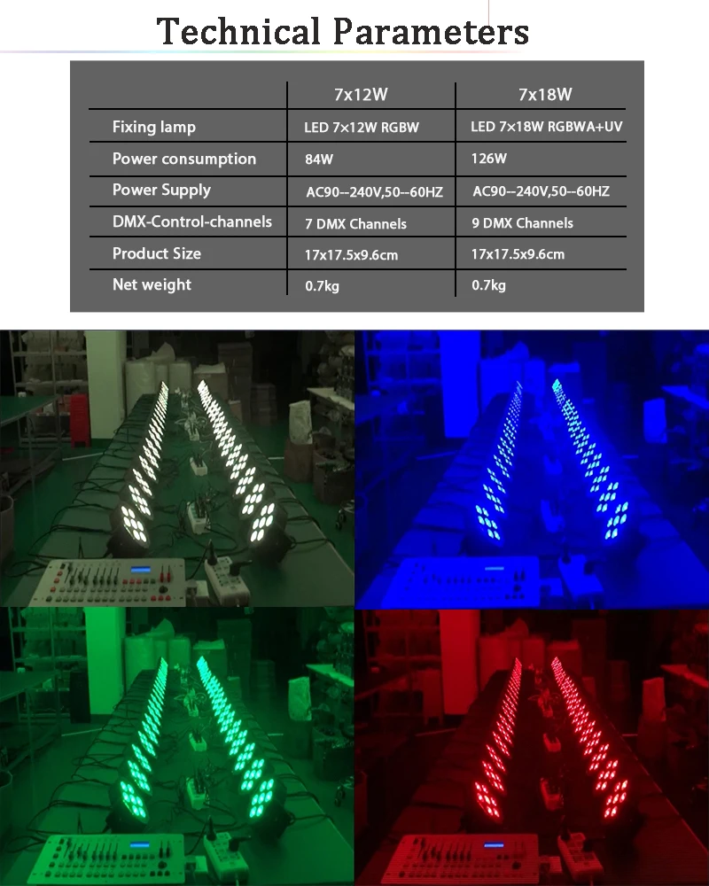 1BUC CONDUS 7x18W RGBWA+UV Lumină Par cu DMX512 6in1 Etapa Lumina se Spală Efect DJ Disco 7x12W 54x3W 12x3W Mini Led Evidențierea 10W
