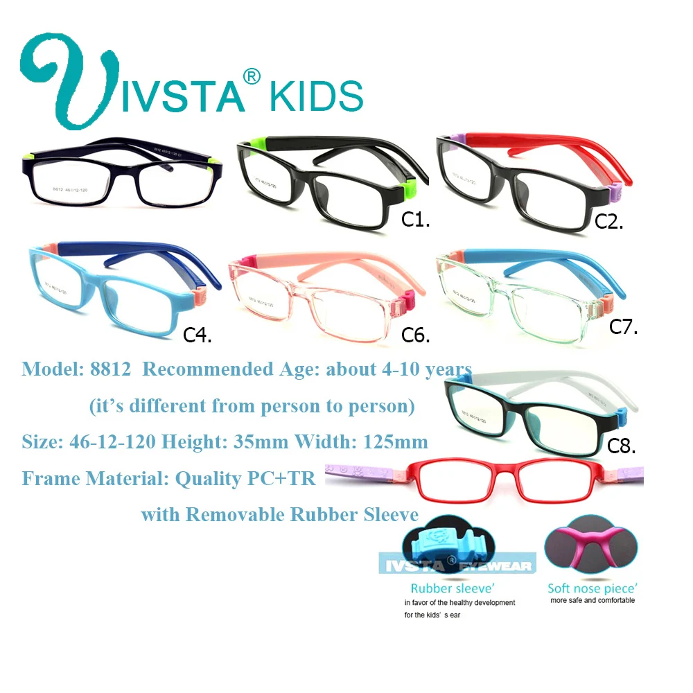 IVSTA 8812 Fără Șurub Optice rama de ochelari pentru copii Copii rame ochelari de Copil sticlă clară Copilul miopie băieți fete din Cauciuc