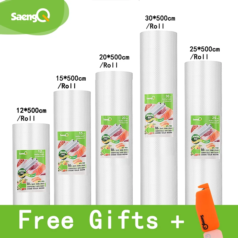 SaengQ pungi de vacuum pentru alimente Sealer Vid Alimente Proaspete Timp Păstrarea 12+15+20+25+30cm*500cm Role/Lot saci pentru vid packer