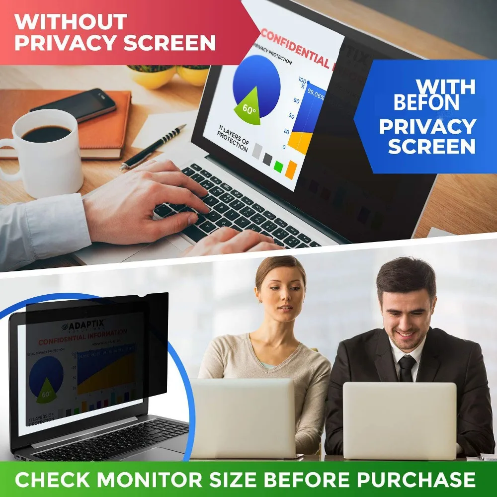 Befon 14 inch Filtru de Confidențialitate pentru 16:9 Widescreen Monitor, Laptop, Ecran de Film Protector Anti-orbire Notebook Film 310mm * 174mm