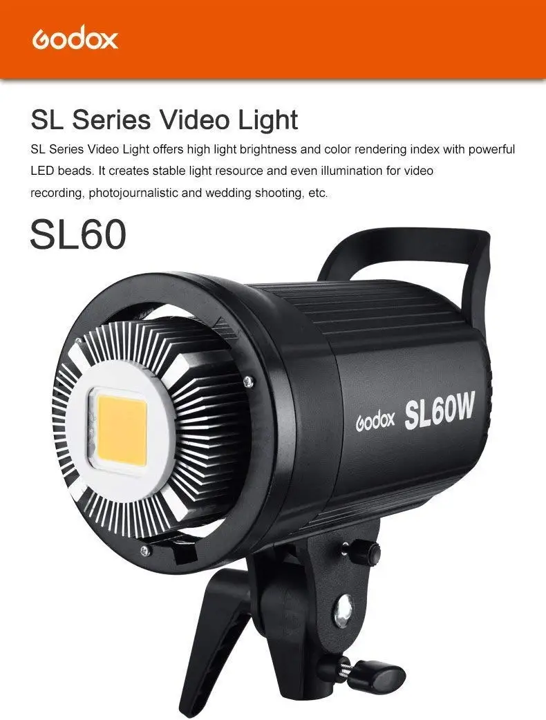 Godox SL-60W Video cu LED-uri de Lumină 5600K Versiunea Alb 60W CRI95+ Qa>90 Lumină Continuă Bowens de Montare pentru Studio de Înregistrare Video