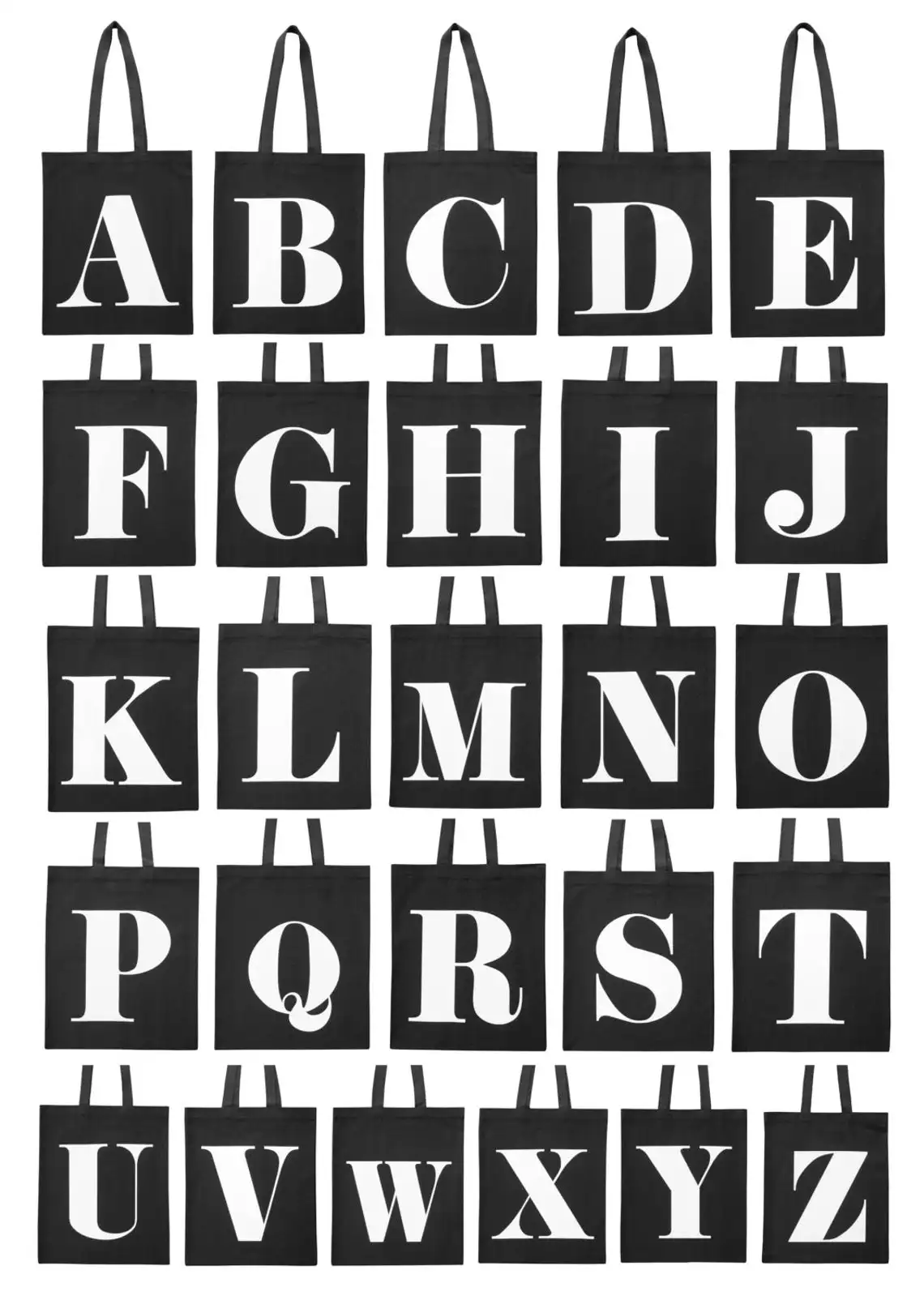 Engleză Alfabet Scrisoare Geantă De Cumpărături Personalizate Canvas Tote Sac Negru Harajuku Capacitate Mare De Femei Geantă De Mână Reutilizabile Cumparator