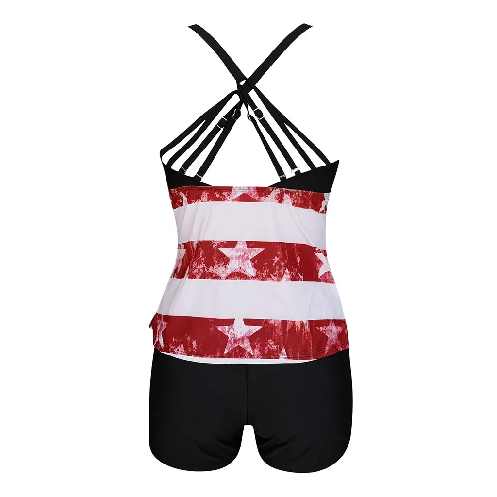 În 2020, Plus Dimensiunii Vară Sexy Femei Stele Dungi statele UNITE ale americii Flag Bikini Sutien costum de Baie America Pavilion Costume de baie Backless Plaja Femme