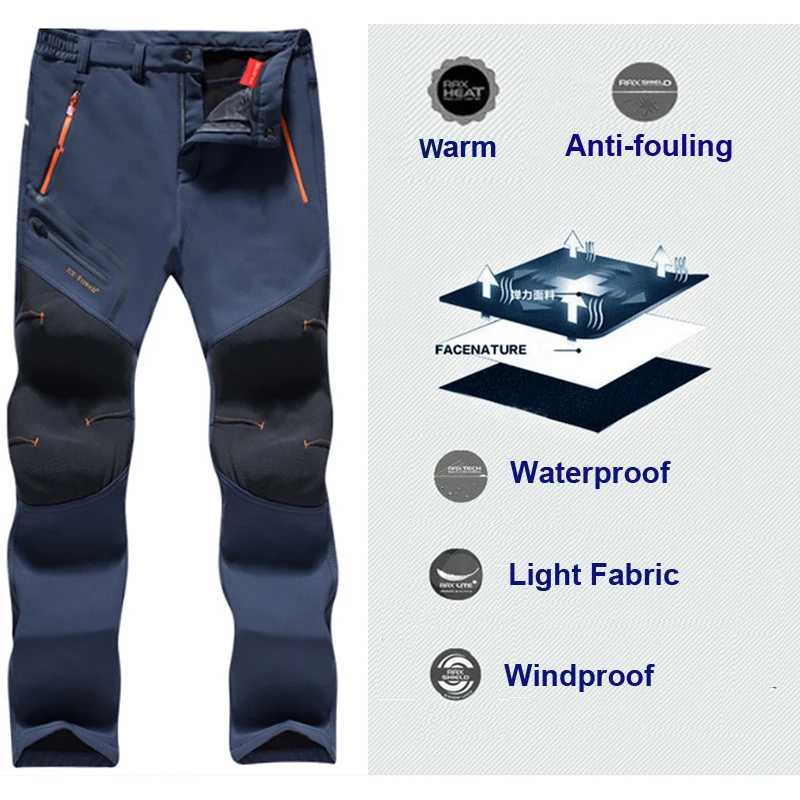 Noi Drumeții om pantaloni softshell rezistent la apa de iarnă în aer liber Pantaloni Sport, Camping, Trekking, ciclism schi fleece Pantaloni Oversize 6XL