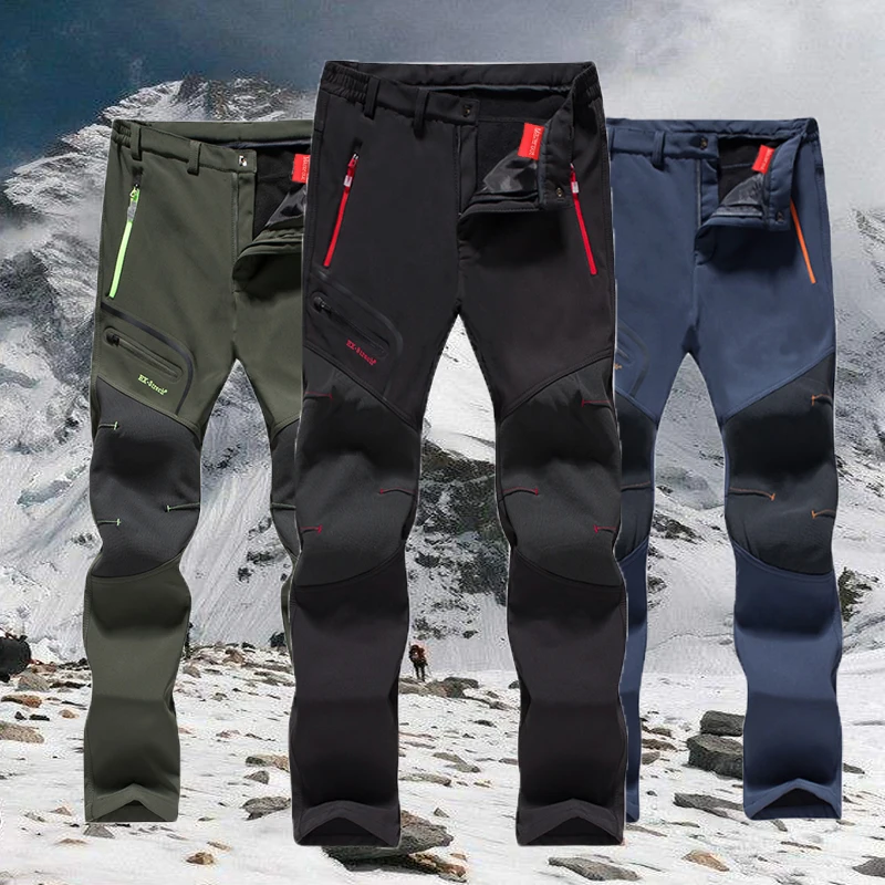 Noi Drumeții om pantaloni softshell rezistent la apa de iarnă în aer liber Pantaloni Sport, Camping, Trekking, ciclism schi fleece Pantaloni Oversize 6XL
